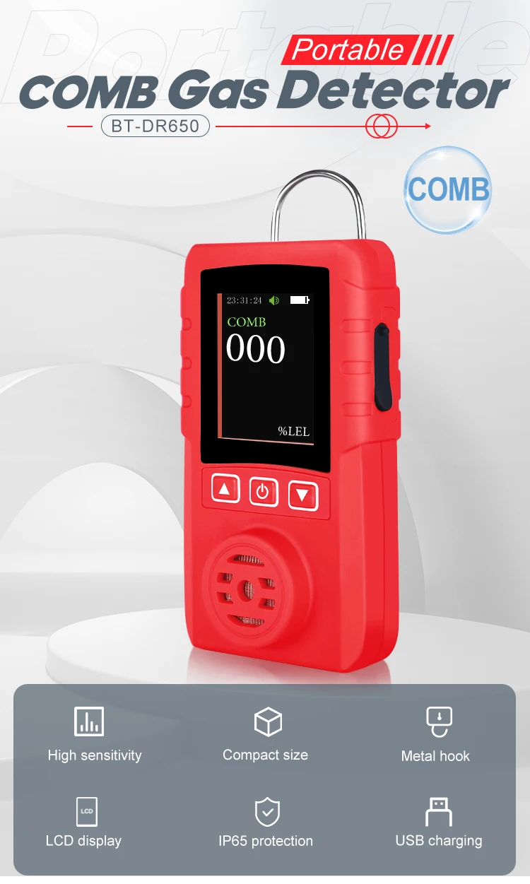 Dr650 Portable Combustible Gas Leak Meter Sensitive Diffusion Lpg / Lel