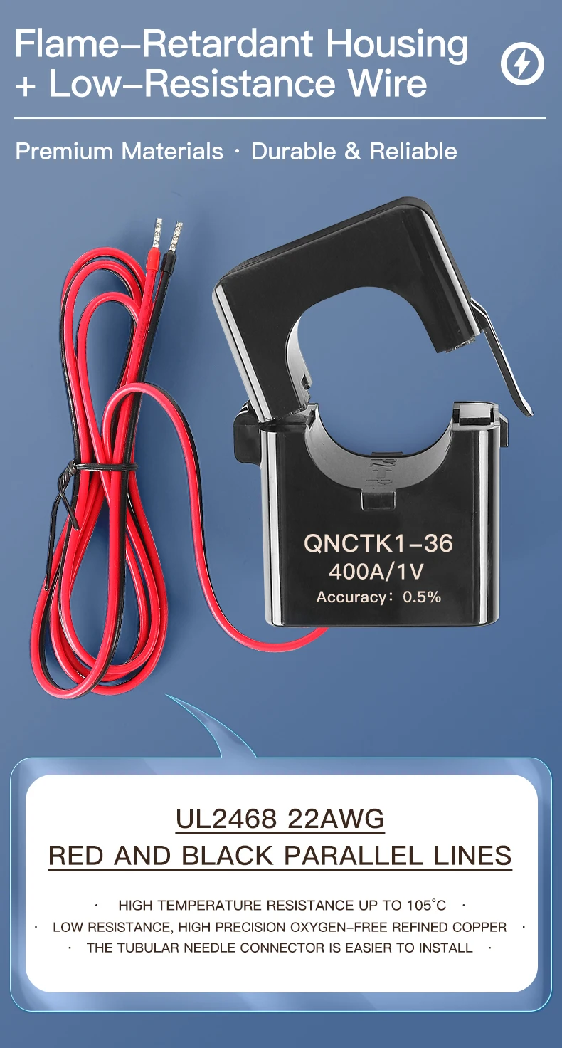 Manufacturer Split Core Current Transformer 333mV Snap on Current Sensor QNCTK1-50 1500A Clamp CT Current Transformer 1000A 1V