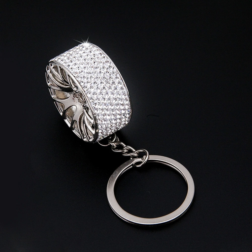 Car Crystal Keychain Tire Wheel Rim Key Ring 3d Keychain Creative ...