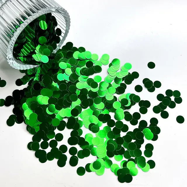 Round Grass Green Sequin for Crafts, Durable Sequin Trim for Costumes, Fashion, and Home Decor
