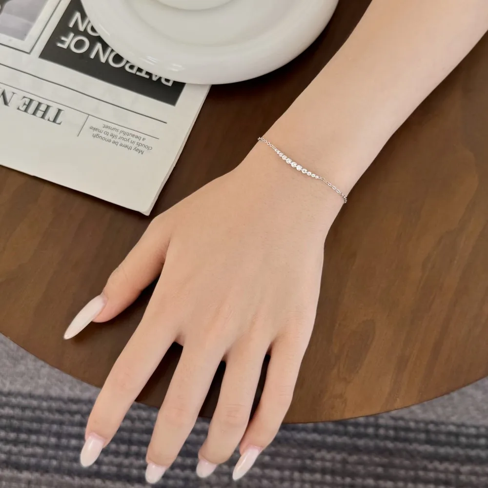 KAKODIY Simple Design 925 Sterling Silver 5A Cubic Zirconia Adjustable Bracelet Slide Clasp Women's Bracelet detail 6