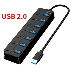 Акция 4 порта 7 портов USB2.0 3 0 разветвитель для компьютера usb-разветвитель адаптер с