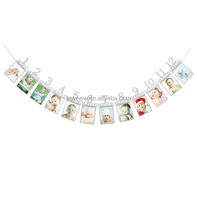 Happy Birthday Photo Frame Banner For Family First Party Decoration Kids Baby Boy Girl My 1st One Year Supplies 12 Month Buy 1st Birthday Photo Bunting Garland 12 Month Photo Banner Birthday