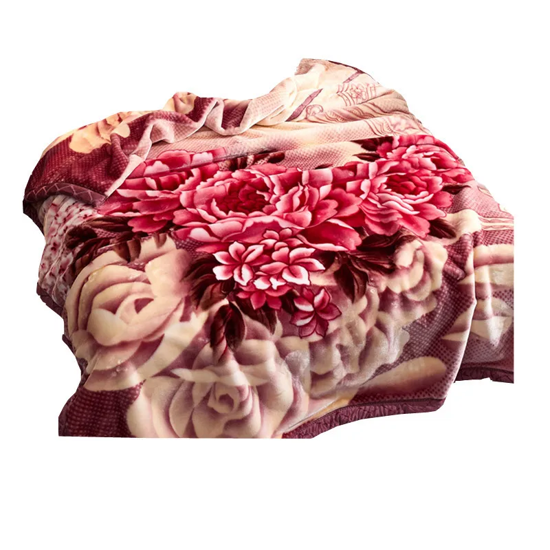 Mink Raschel Blankets 100% Polyester Custom Printed Red Pink 2ply Raschel Super Soft Blanket