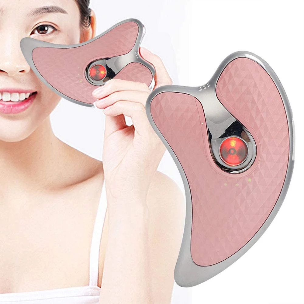 22 Skin Scraping Massage Electronic Vibration Thermostatic Heat Face Lift Tighten Eye Gua Sha Facial Tool