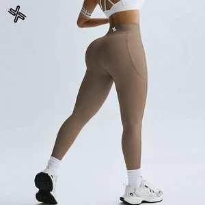 OEM Women's High Waist Solid Yoga Leggings Butt Lifting Fitness Pants with Spandex/Nylon Printed Design Logo XXL