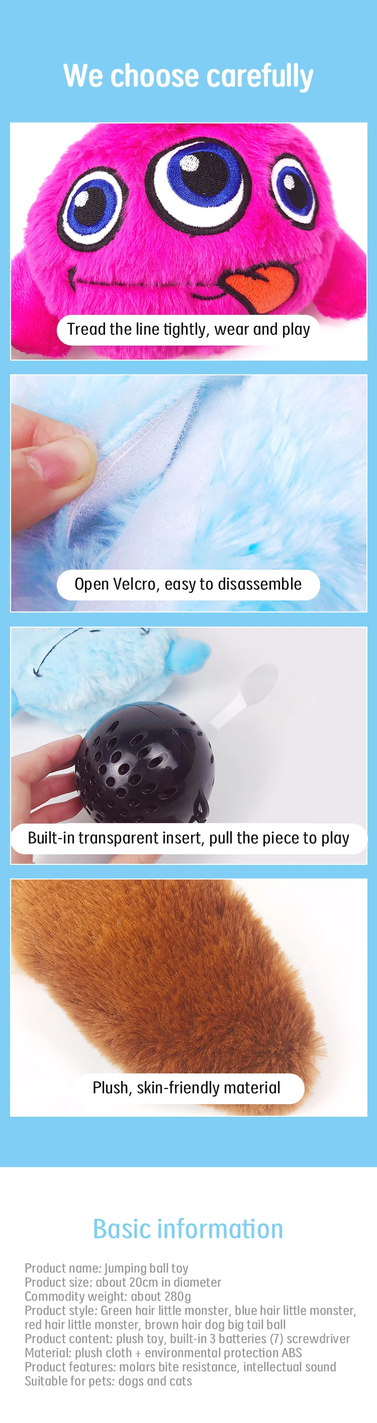 Dog Toy Electric Bouncing Ball Vibrating Sound Plush Dog Toy Pet Toy