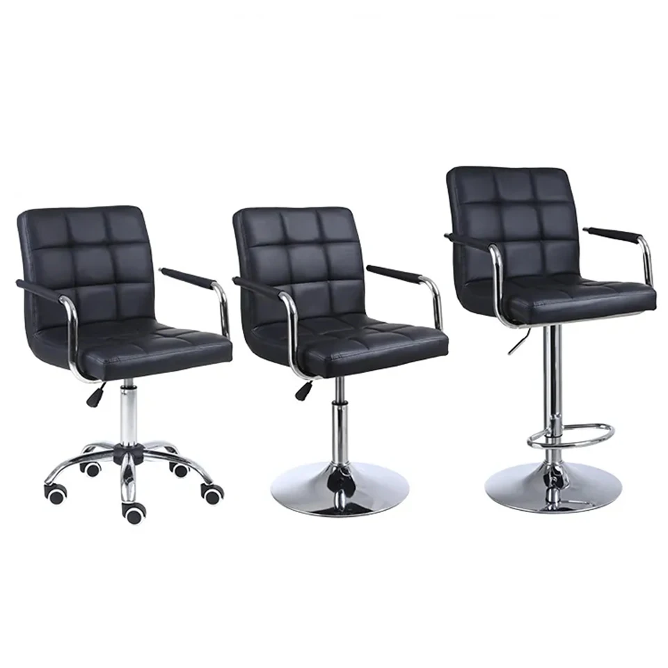 2023 New Bar Stools And Restaurant Chair Sets Kitchen Chair Black Pu Leather Swivel Bar Stools