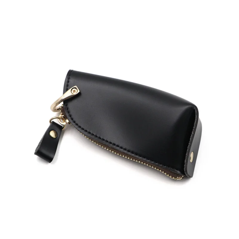 Leather Zipper Car Key Case with Metal PU Plastic Silver Materials Personalized Wholesale Pocket Keychain Holder Pouch