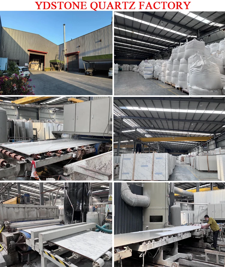 yuanda wholesale 0 silica calacatta white quartz slabs for custom livingroom coffee table island tops and vanity tops-15