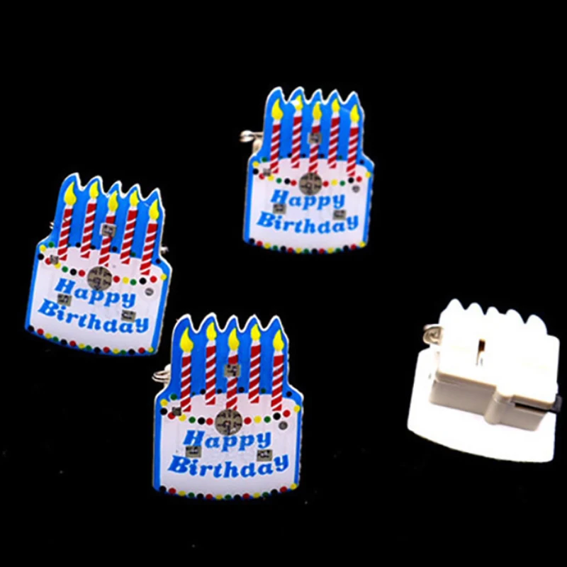 Red 3-LED Flashing Heart Shape Birthday Cake Badge Football & Star Badge New Ghost & Hat Design for Parties & Birthdays