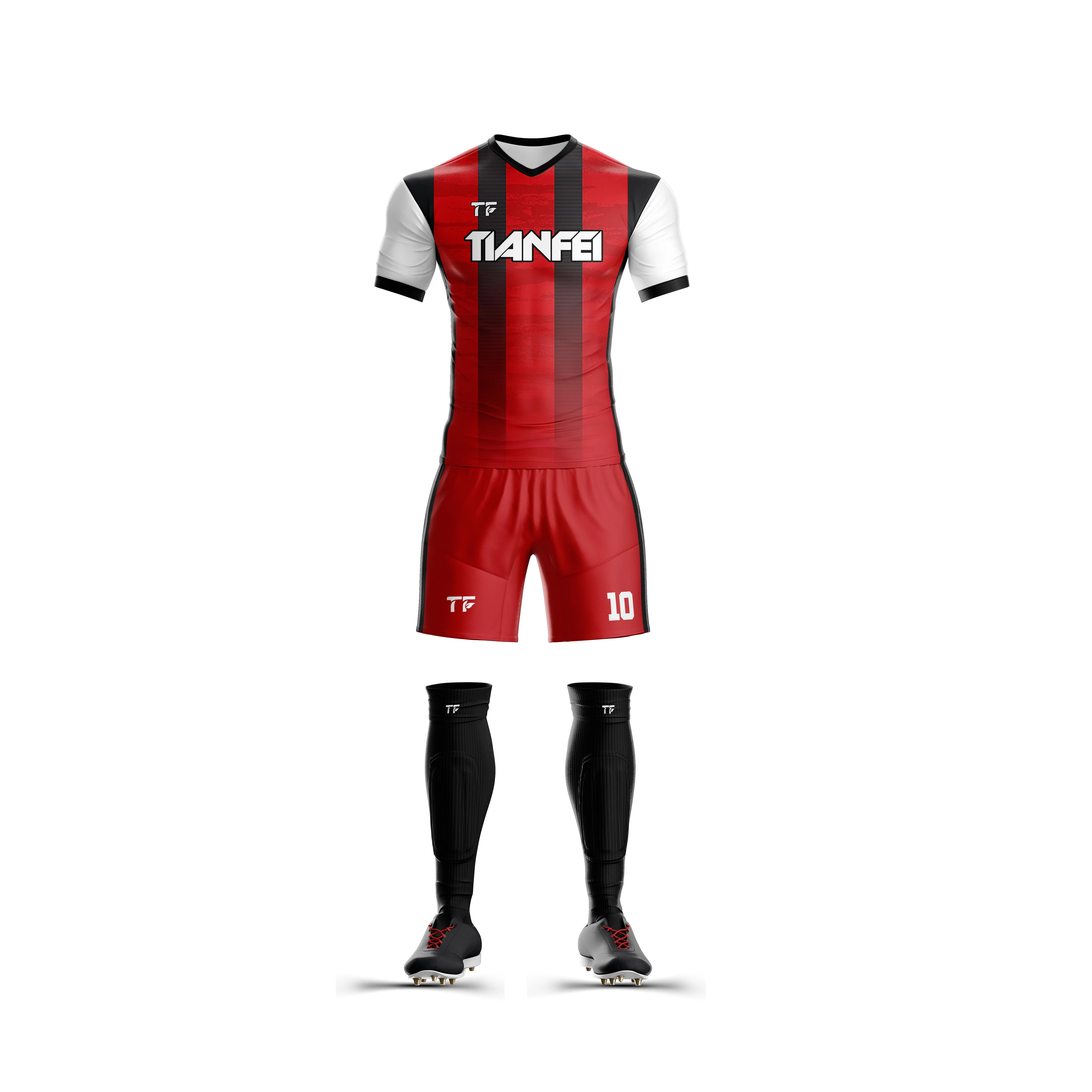 Customized men's soccer wear design sublimation football jersey red ...