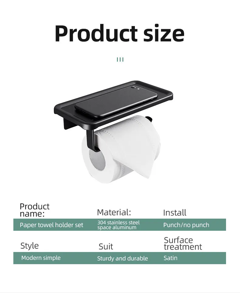 Stainless Steel Paper Towel Box Multifunction Holefree Bathroom