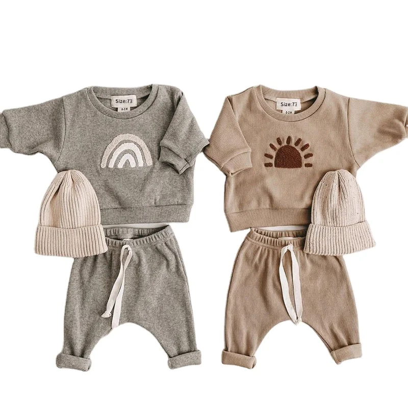 Cute Rainbow Sweatshirt Sweatsuits 2PCS Set for Kids