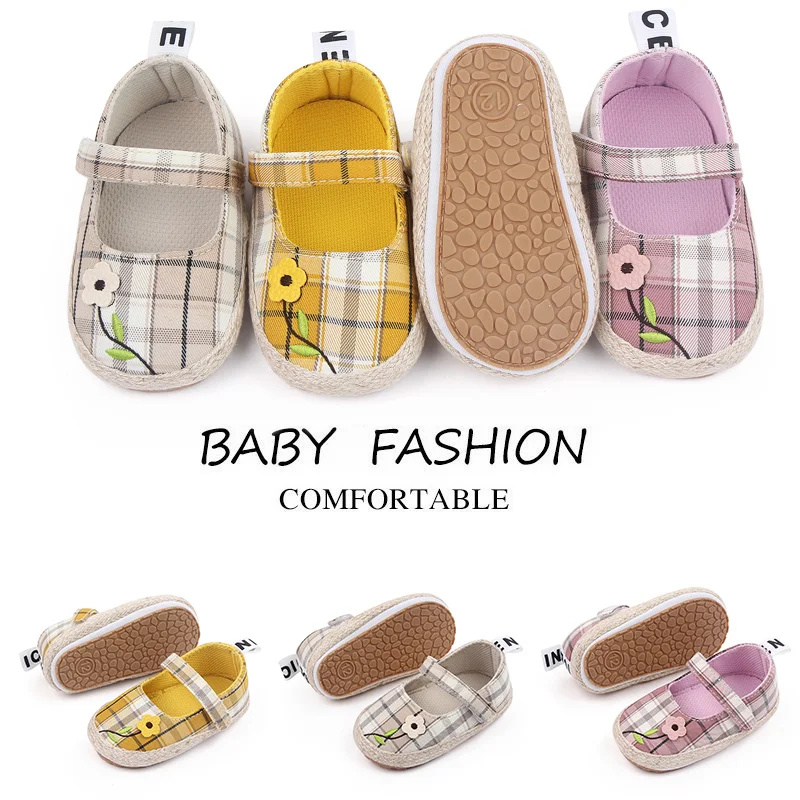 New Arrival Non-slip Spring and Summer Plaid Design Baby Girl Toddler Shoes factory