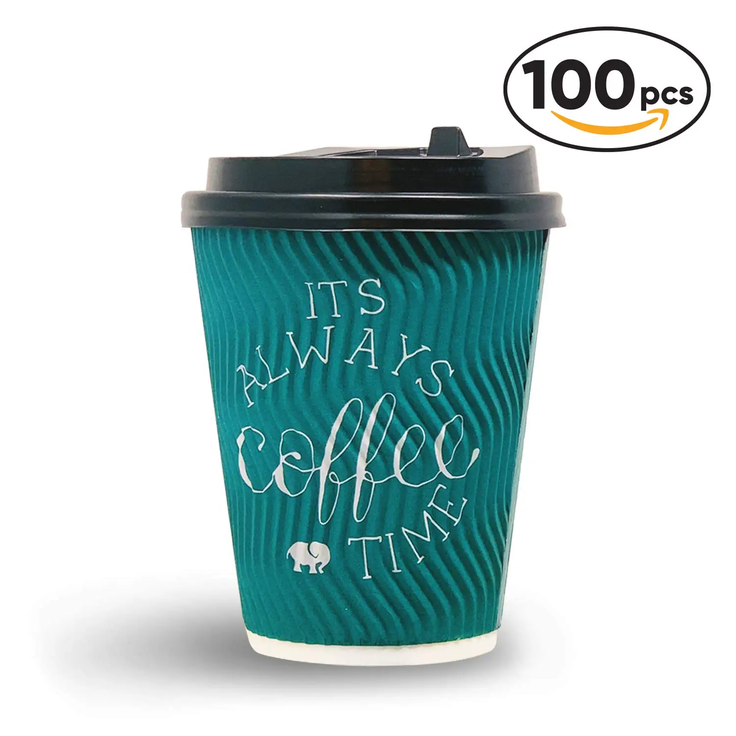 Custom Disposable Heatinsulated Take Away Wall Paper Coffee Cups Ripple Wall Insulating Layer