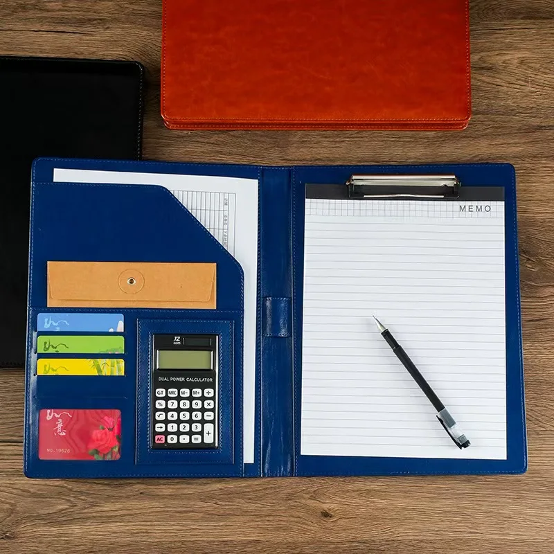 Multi-functional A4 Leather Business Office Document Pouch Contract Note Folder Customized preview 2