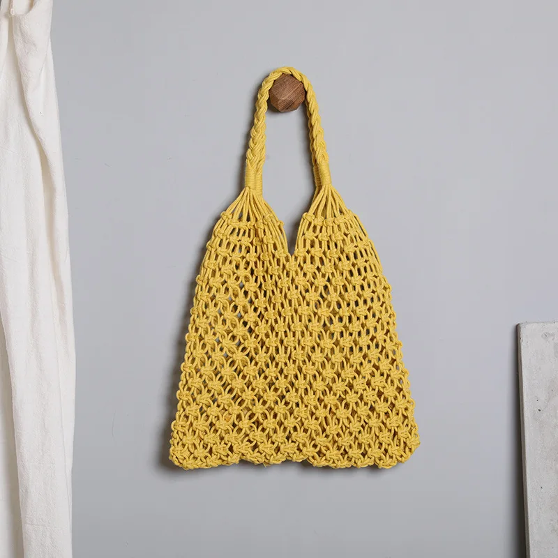 Mabula Brand Large Cotton Crochet Fish Net Tote Shopper Handbag Hollow  Travel Beach Shoulder Purse Summer Woven Square Hobo Bag - Top-handle Bags  - AliExpress