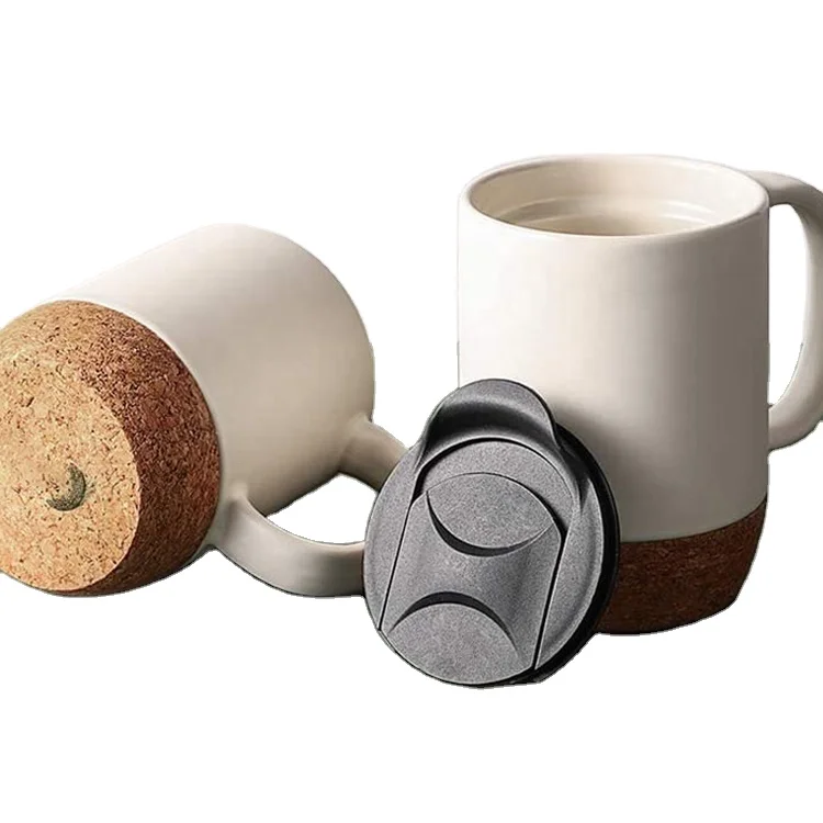 Coffee Mugs Set Of 2, 15 Oz Ceramic Mug With Insulated Cork Bottom