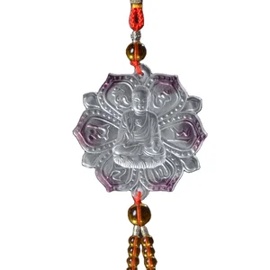 Casting Glass Crystal Gautam Buddha Car Mirror Hanging Decoration