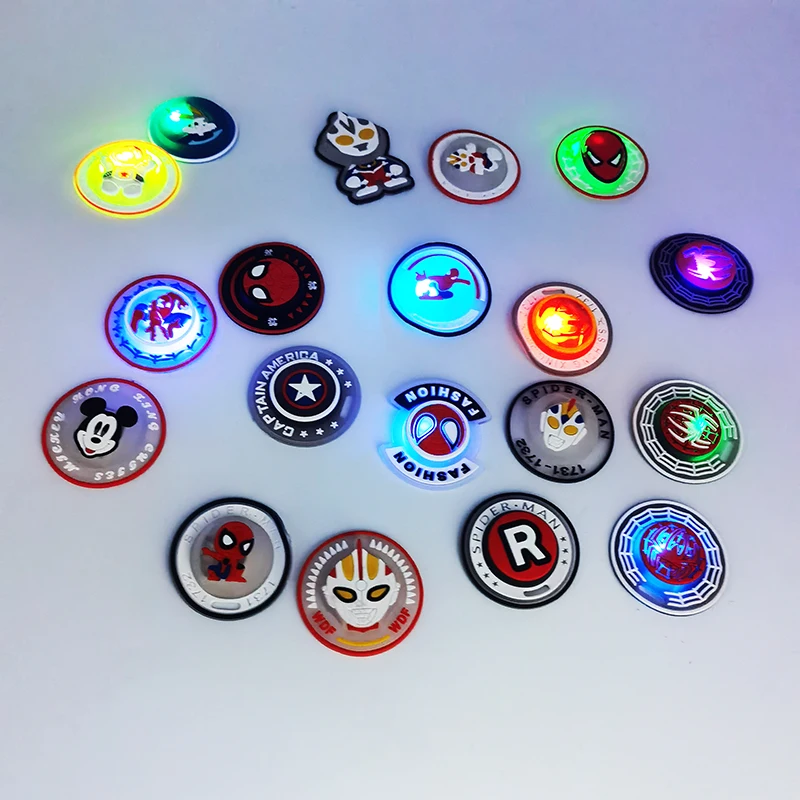PVC Small MOQ 3D Rubber Cartoon LED Lighting Patch for Garment