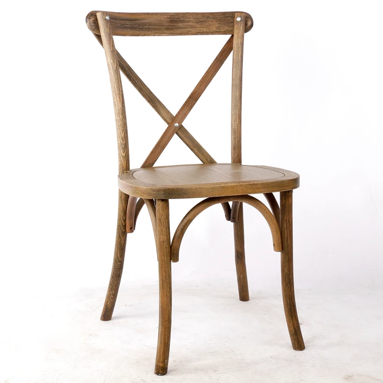 Wholesale Wood Stackable Cross X Back Antique Dinning Room Chair wooden Used Banquet Antique Crossback Dining Chairs For Sale