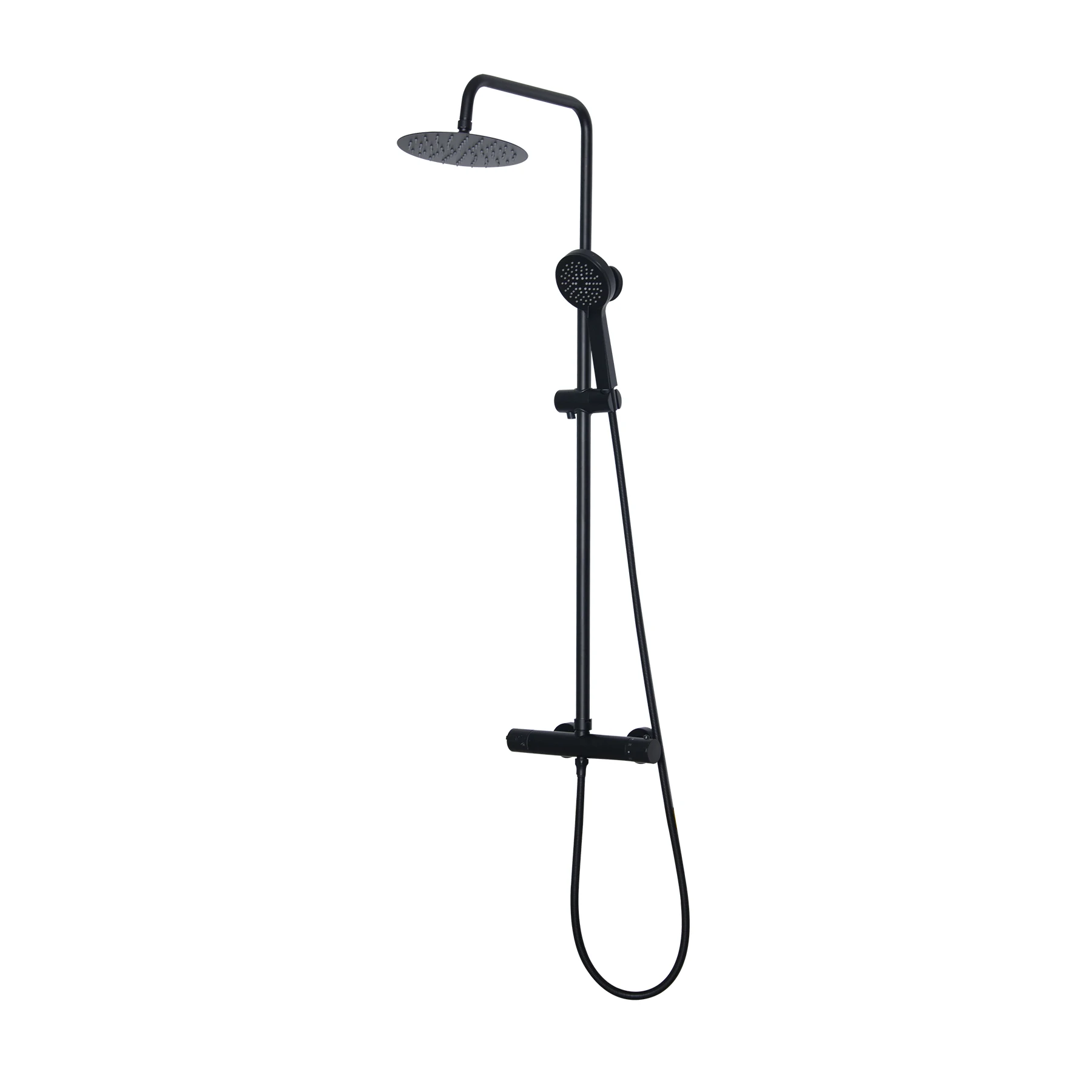 Modern Brass Round Dual Function Bar Valve Shower System - Black