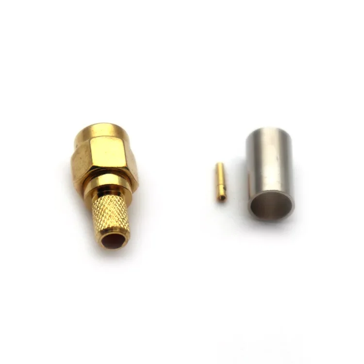 Factory Price RPSMA Plug Crimp Coaxial Connector for RG58 LMR200 LMR195 Cable