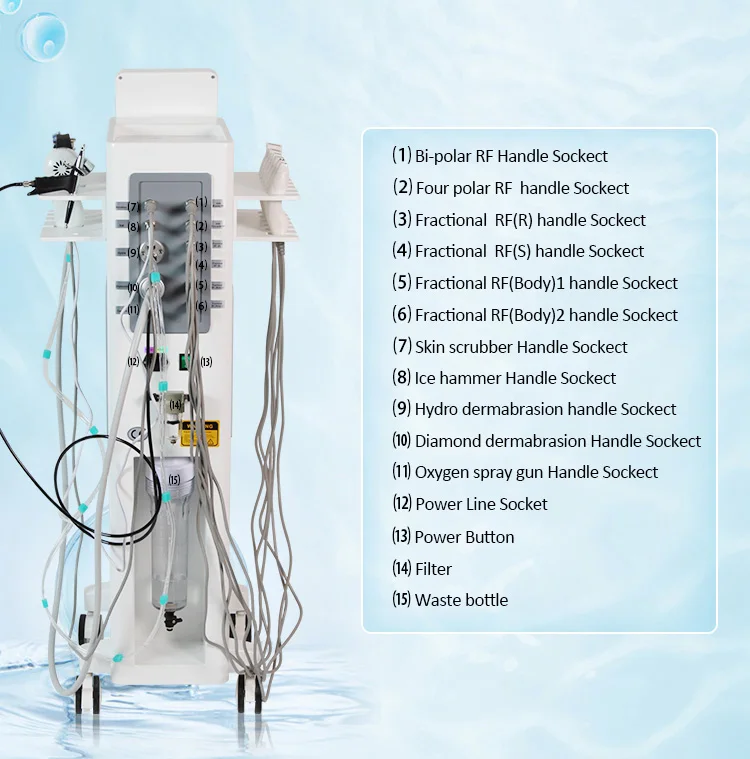 Professional 11 in 1 Hydro Dermabrasion RF Facial Spa Machine Hydra Abrasion Microdermabrasion Facial Mach