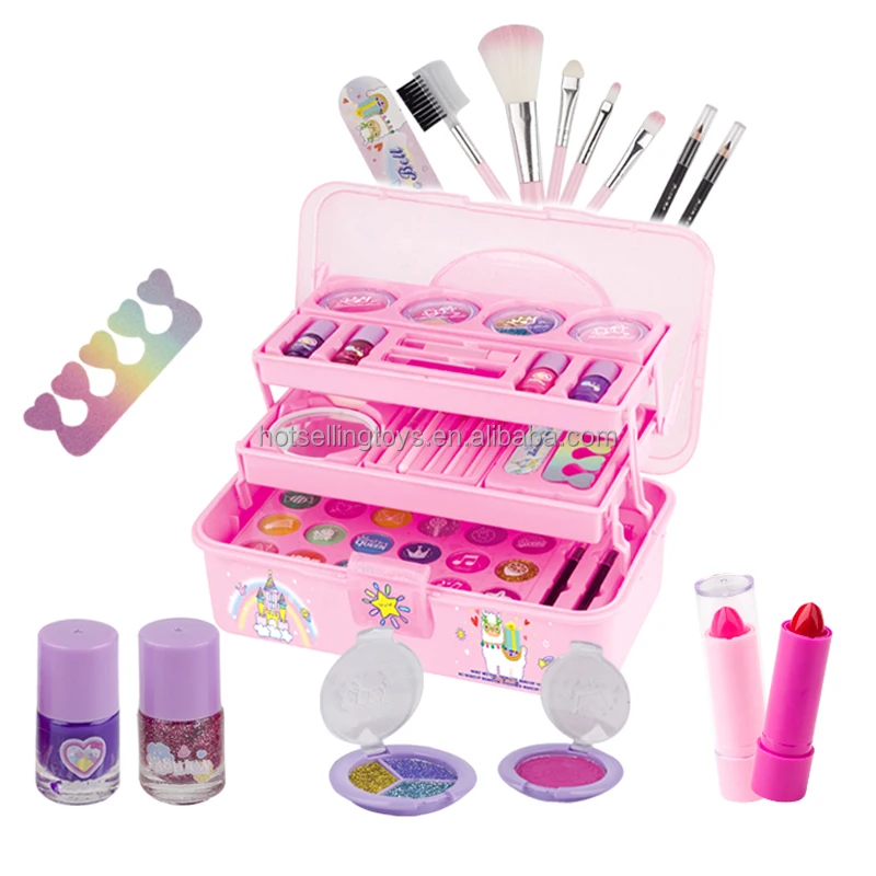 Girls Play Real Makeup Kit Kids Washable Makeup Toy Kids Makeup Set ...