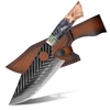 SHANGDAO Professioneel slagersmes van 17,3 cm (6,8 inch) met handvat van hars en hout, 67-laags Damascus-staal en leren handvat._voghion.com