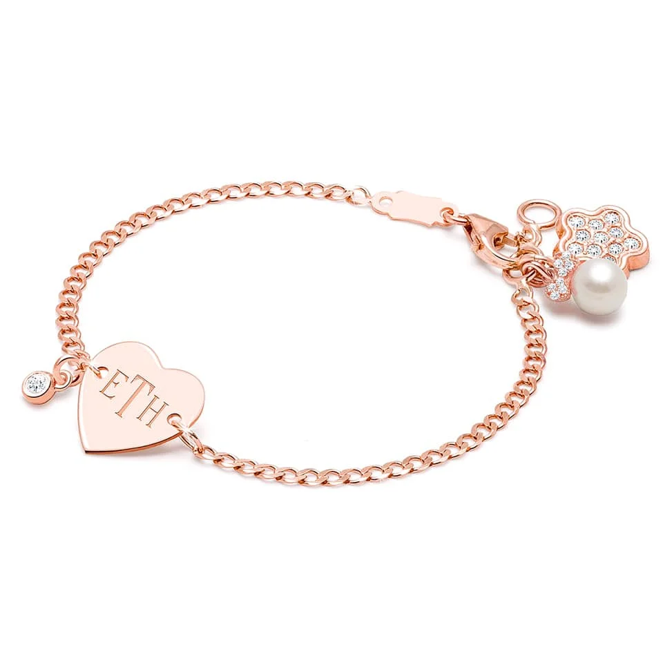 Fashion Wholesale Personalized Engravable Kids Heart Bracelet