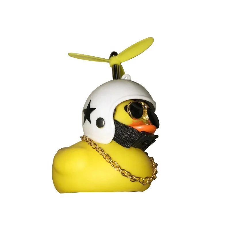 BSGP Canard Jaune Avec Casque Requin - Déco Fun Pour Voiture, Vélo Ou Intérieur