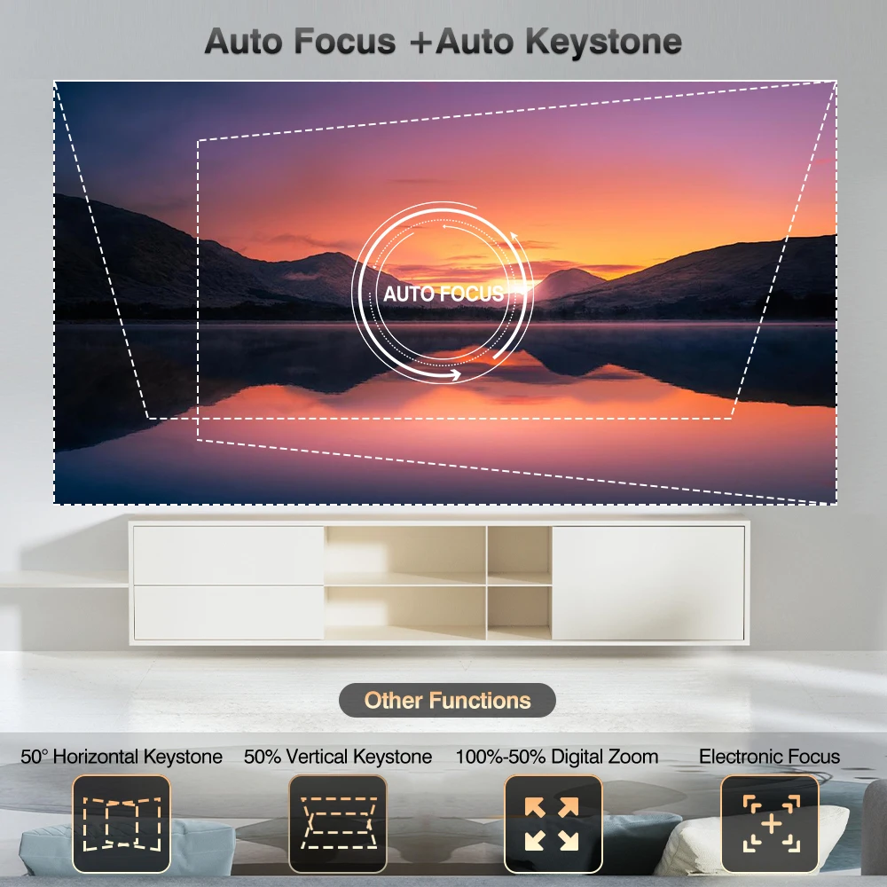 Draagbare bioscoop met hoge helderheid, 1080p LCD-beamer, LED-tv, Android smart-tv met wifi, 4K mini-projector_voghion.com
