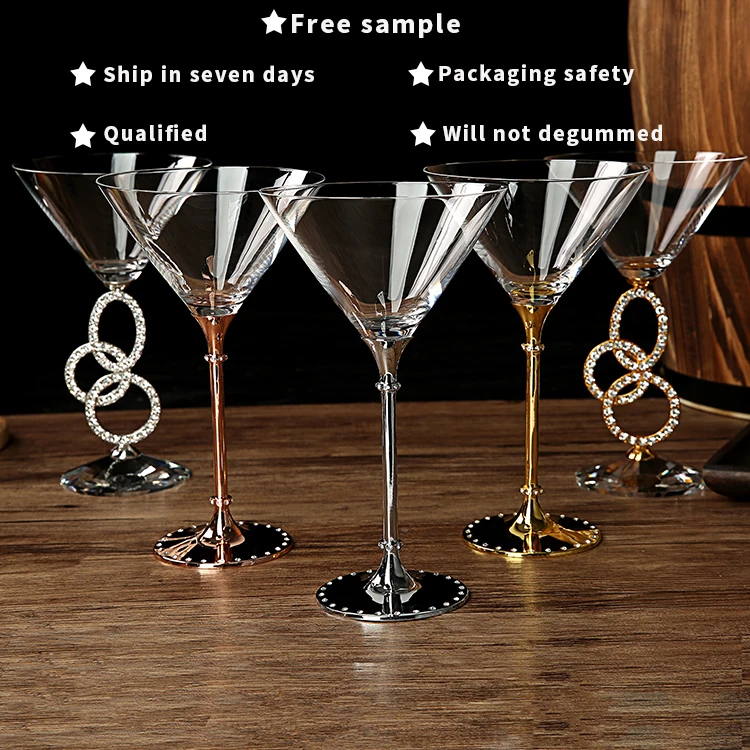 Martini Glasses with Crystal-Filled Stems