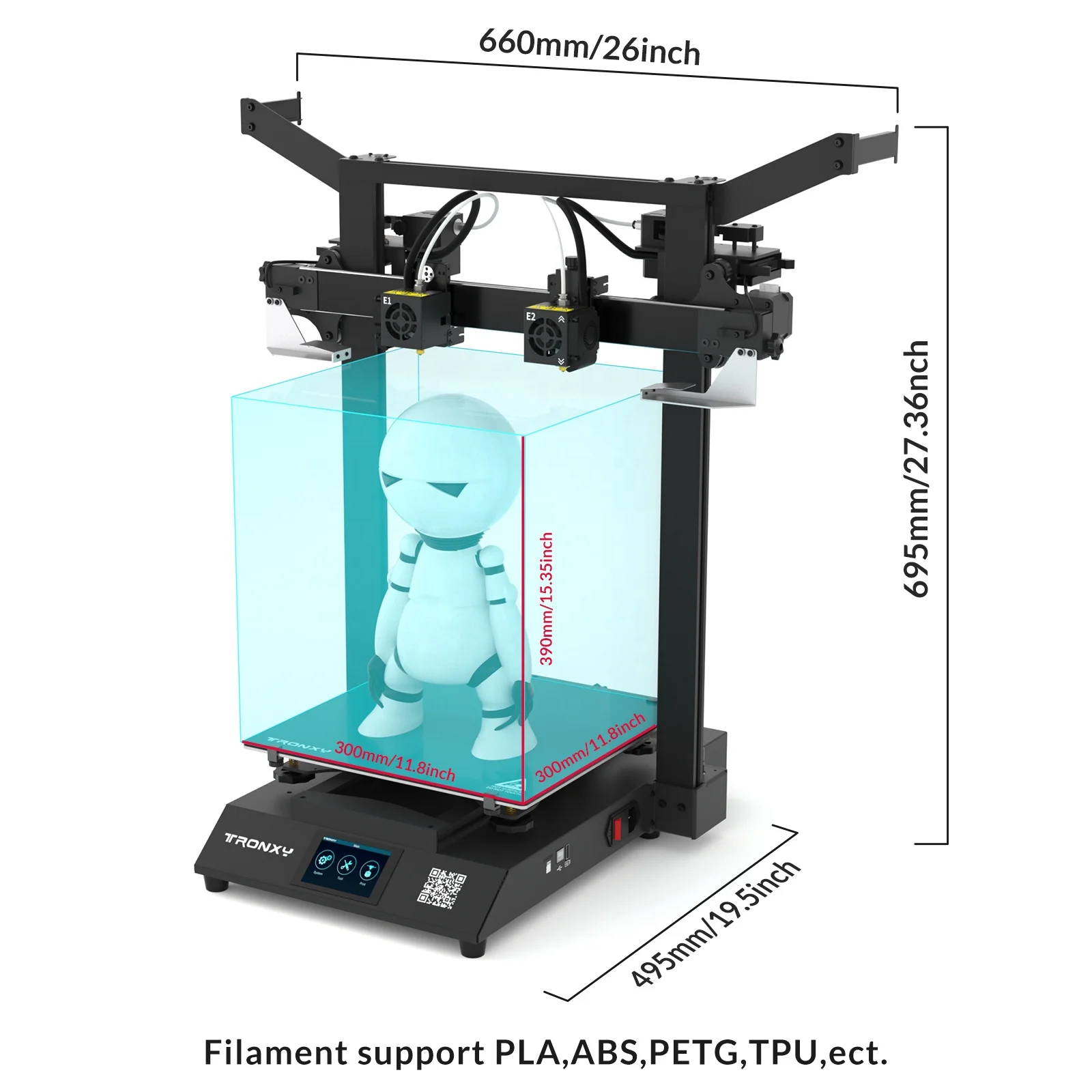 Tronxy卸売2色金属3Dインプレソーラビッグプリンター300*300 * 390mm 