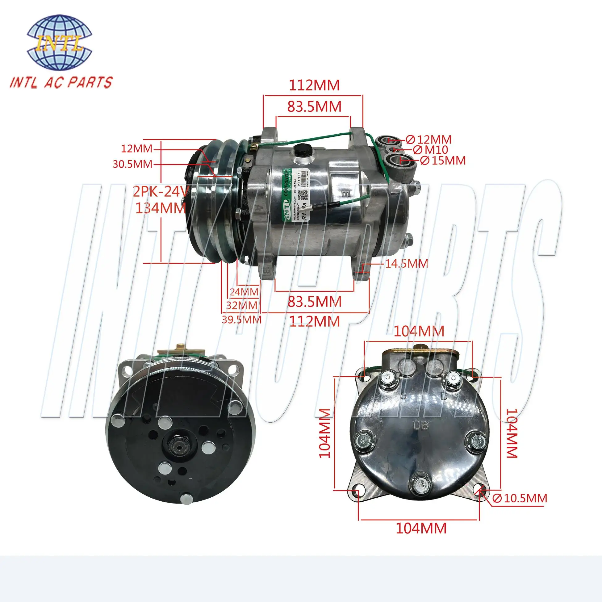 Intlc074 Conditioner Car Air Model 2pk 24v 134mm Blue Compressor Clutch With Year Warranty