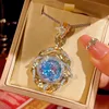 Pink blue pendant with Chopin chain
