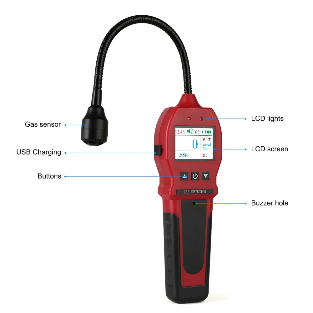 Bosean Highly Sensitive Detection HD LCD Color Screen Display Gas Leak Detector Combustible Ch4 Gas Detector