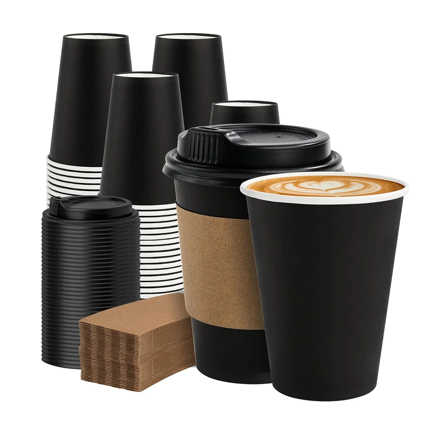 Custom Logo Printing Cafe Takeaway 12oz 16oz Ripple Wall Paper Cup for Hot Drinks Coffee with Lid