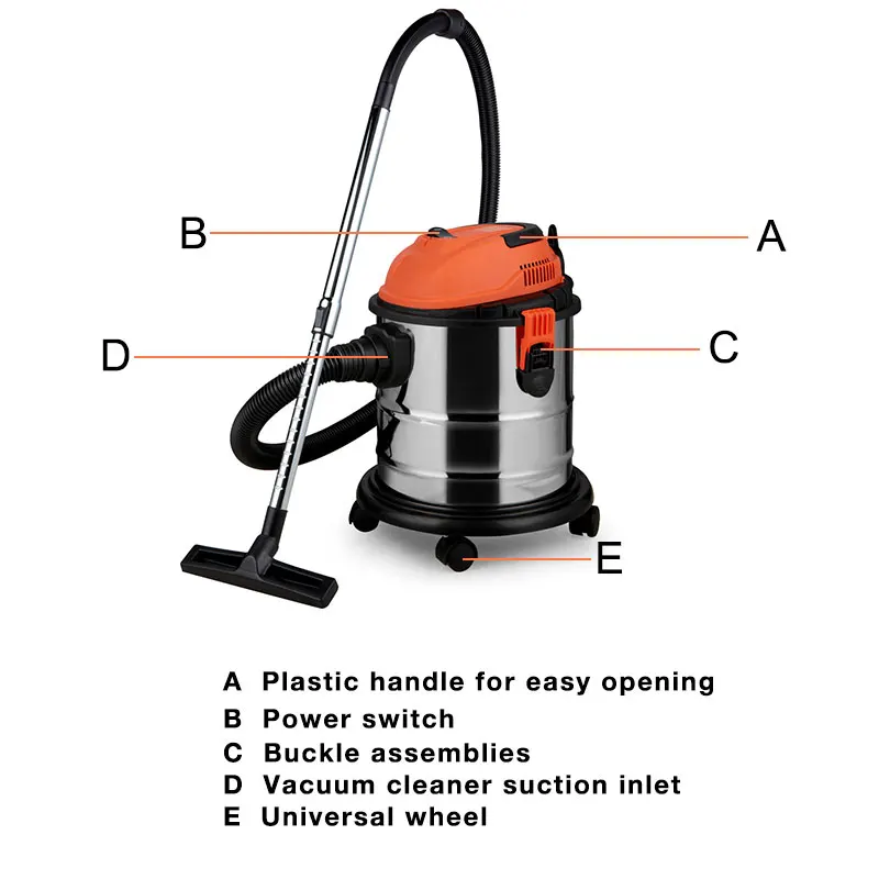 1400 Вт Мощный промышленный вакуумный влажный и сухой пылесос