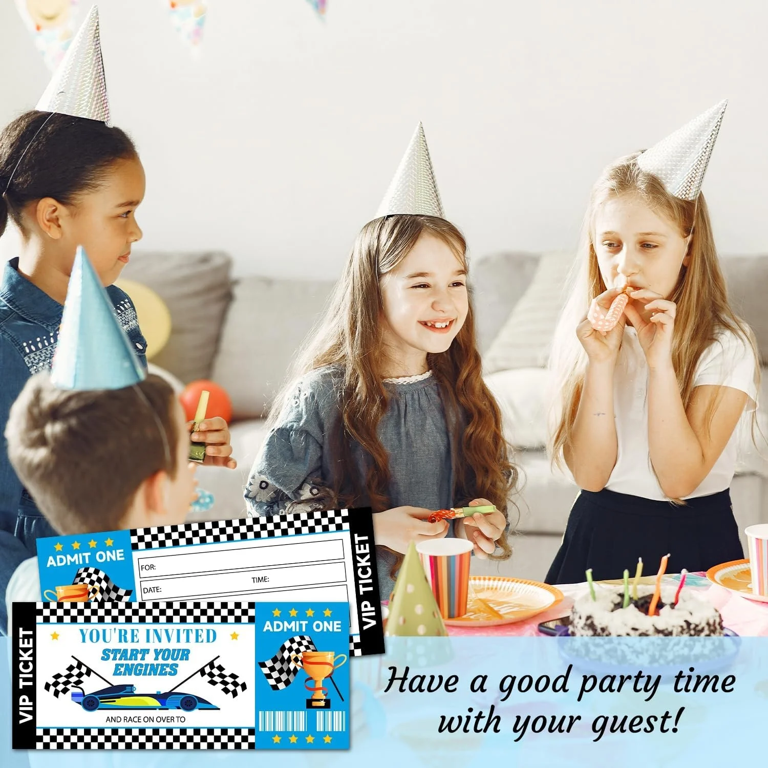 赛车游戏生日派对门票邀请儿童女孩男孩蓝色赛车生日邀请青少年邀请卡| Alibaba.com, image size:1500x1500