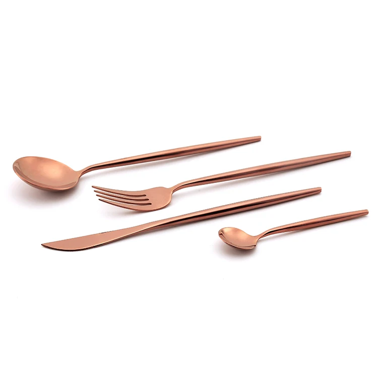 Royal Luxury Fork knife And Spoon Set Stainless Steel Cutlery Flatware Retro Vintage Rose Gold Cutlery Set For Hotel Wedding