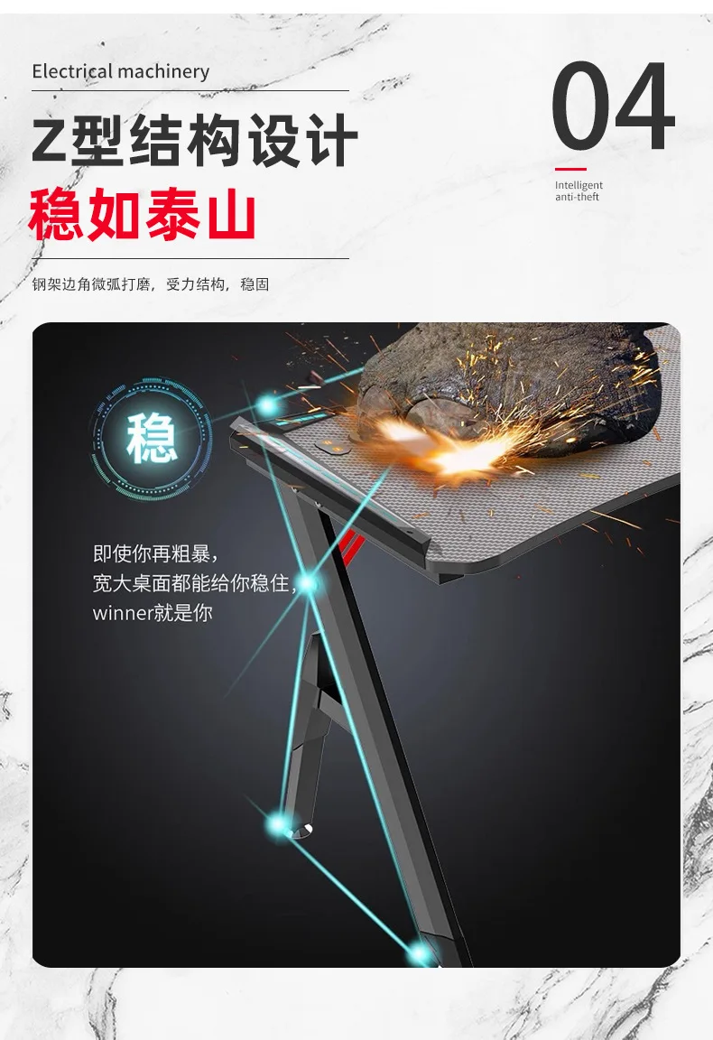 Professional Gaming Desk Luxury Ergonomic Modern Multi-Functional Panel for Office Building Meets Different Device Placement factory