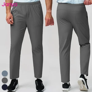 Janya Hot Sell Men Breathable Quick Dry Outdoor Sports Casual Pants Plain Dyed Straight Lightweight Gym Training Fitness Wear