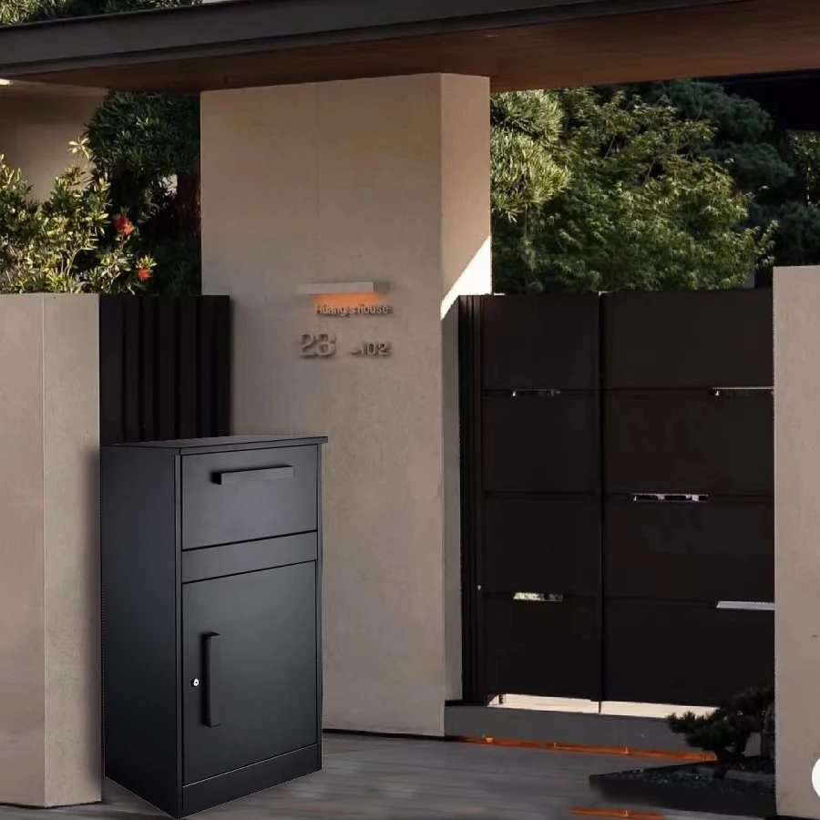 Modern Standing Outdoor Extra Large Metal Storage Mailbox Stylish Parcel Drop Box for Mail and Parcels