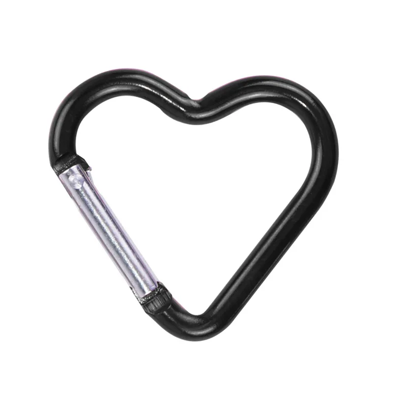 Aluminum Heart Shape Spring Carabinas Key Hook Spring Clip Karabiner Keychain Snap Hook