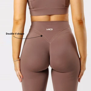 QUICK DRY Double V Shape Waisted Gym Leggings Push up Fitness Yoga Tights High Waist Yoga Pants Women Workout Yoga Leggings