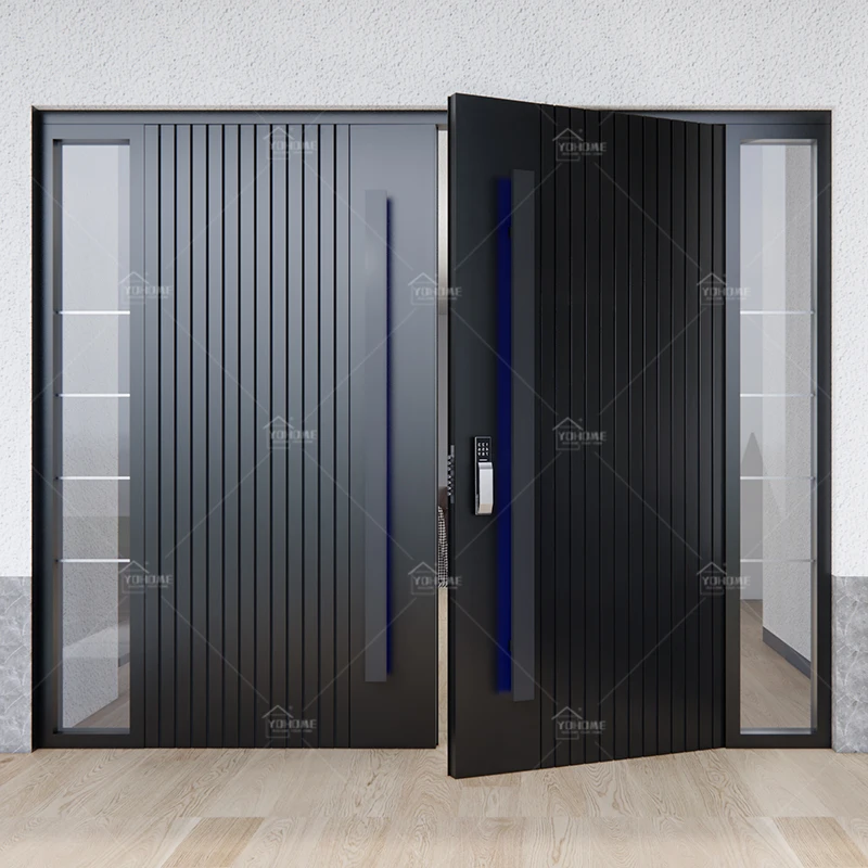 USA Standard Simple Double Swing Front Door Stainless Steel Main Double Leaf Door Designs for Houses Double Exterior Entry Doors