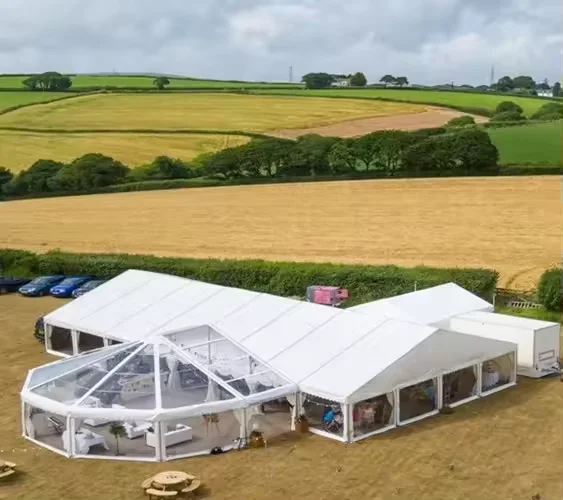 Customizable 25x45 Glamping Clear Span Transparent PVC Party Tent with Aluminum Poles Layer 1000 Persons Weddings Marquees